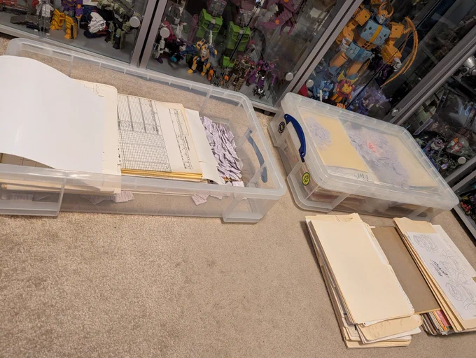 A photograph of two 33 litre storage boxes containing documents that need to be scanned
