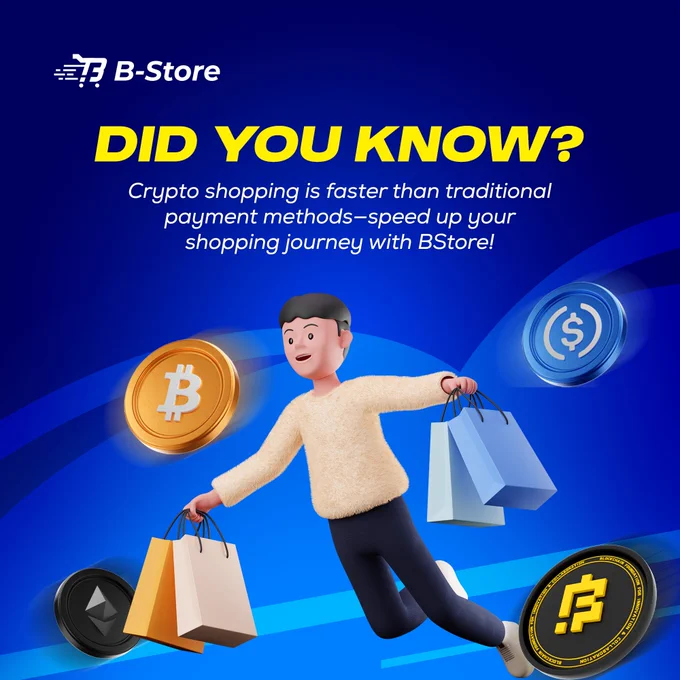Did you know? 💡
Crypto payments are lightning-fast compared to traditional methods! ⚡⏩

No more waiting for bank approvals or card processing delays—just tap, pay, and own it instantly with BStore! 🚀

Why wait when you can shop at crypto speed?
BStore – Your Favorite CryptoCommerce Platform
Coming Soon! 🔥

#BStore #ReOpeningSoon #ShopEasy #Ecommerce #OnlineStore #ShopOnline #ShopwithCrypto #BFIC #OnlineShopping #CryptoShopping #OnlineCart #Amazon #Alibaba #IndiaMart #Myntra #Flipcart #Noon #Talabat #ComingSoon
