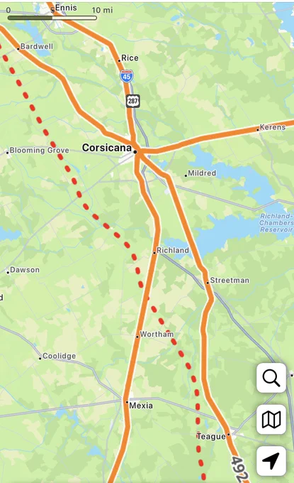 Texas Central route outlined between Teague &’Corsicana