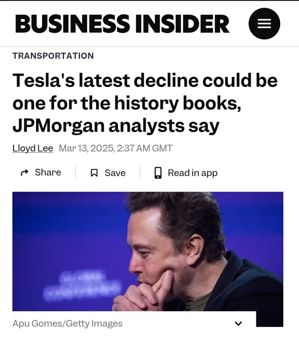 Tesla's latest decline could be one for the history books, JPMorgan analysts say