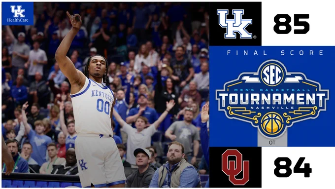 Final: Kentucky 85, Oklahoma 84