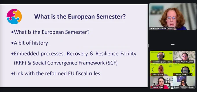 Screenshot of presentation on the European Semester