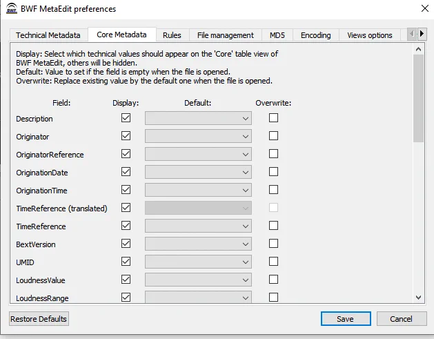 Default value option for core fields