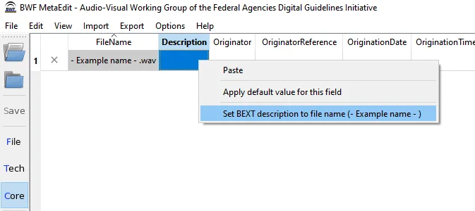 Peek reference and description from filename