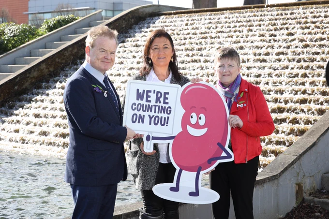 Prof Austin Stack, UL School of Medicine, Alceina Obrien, Kidney and Transplant recipient, and Carol Moore CEO Irish Kidney Association (IKA)