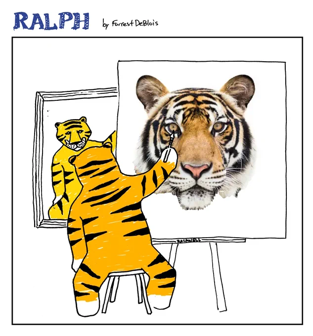 Ralph the tiger painting a self portrait