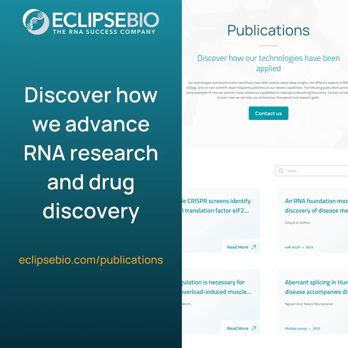 Visit Eclipsebio's publication page to stay up to date on our support of RNA innovation