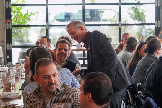 Mayor Wilson chatting with attendees of the Central Eastside Industrial Council quarterly event