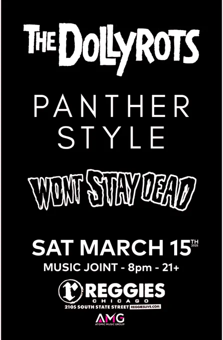 The Dollyrots, Panther Style, Won’t Stay Dead perform live at Reggie’s Chicago Saturday March 15