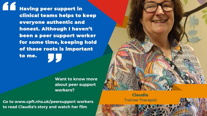 A quote from Claudia about peer support