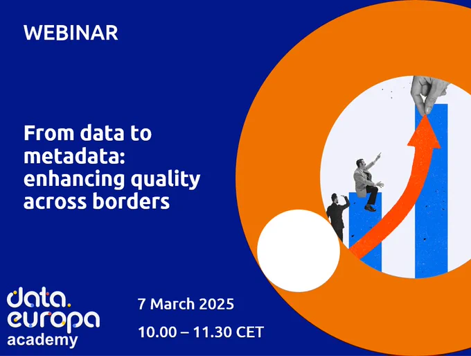 Promotional visual with details of the webinar ‘From data to metadata: enhancing quality across borders’, 7 Macrh 2025, 10.00-11.30 CET.