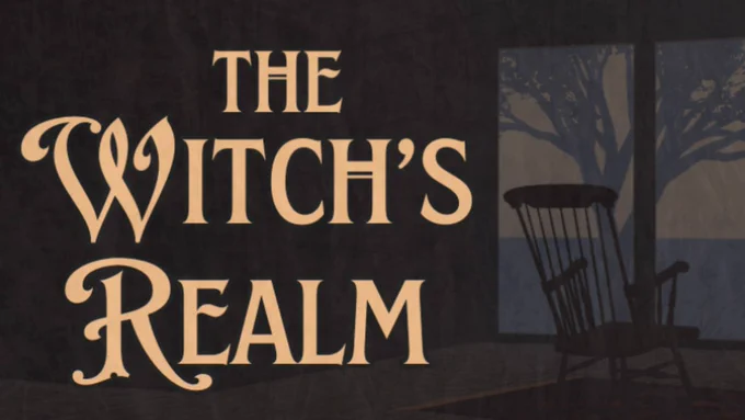 The Witch's Realm game cover featuring vintage texturing on an old photo of an open window and an empty rocking chair. The official Steam game demo cover for our Steam store page as well as the VRChat demo launch coming this weekend!