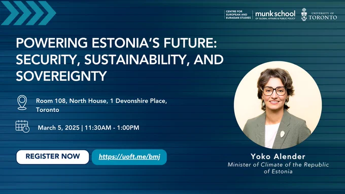 Join us on March 5th , 11:30am-1pm for a discussion with Estonian Climate Minister Yoko Alender.