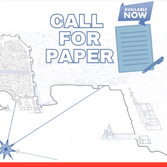 Call for papers. Available now. Image of a city.