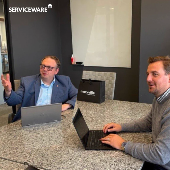 Dr. Alexander Becker of Serviceware and Jeff Blomker, Maryville Consulting, talking about IT "From Cost Center to Value Driver"