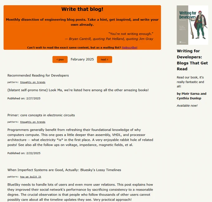 Screenshot of writethat.blog February 