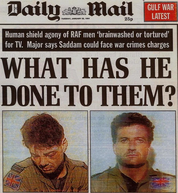 John as a POW in Iraq on newspaper front pages
