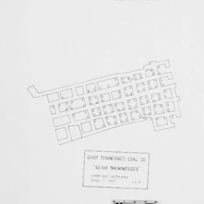 Abandoned Mine Map depicting the Lambs Gulf North Mine in Tennessee