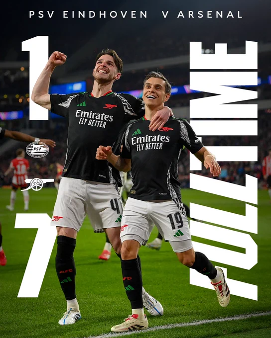 Full Time: PSV 1-7 Arsenal