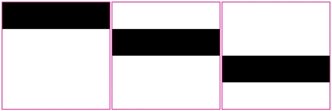 Screenshot. Shows three squares side by side, each having a black strip that's a quarter of the height starting from 0%, 25% and 50% respectively. The rest inside the squares is transparent.
