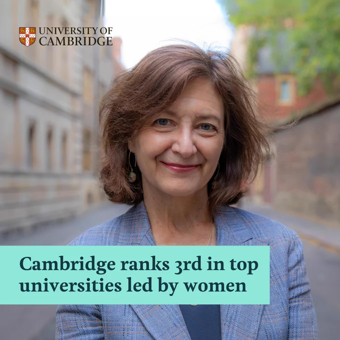 Cambridge ranks 3rd in top universities led by women. Image of Professor Deborah Prentice in Cambridge, wearing a blue jacket and smiling.
