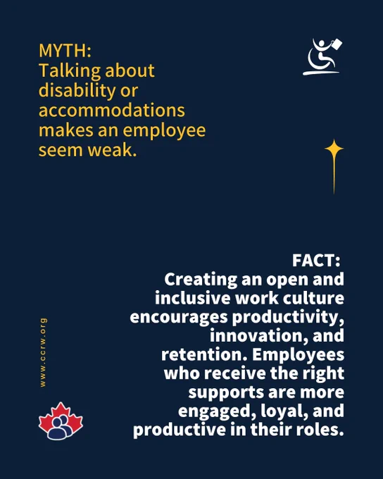 CCRW and CAF logomarks. Myth VS Fact on barriers in the trades-sector. Read caption for full info. www.ccrw.org