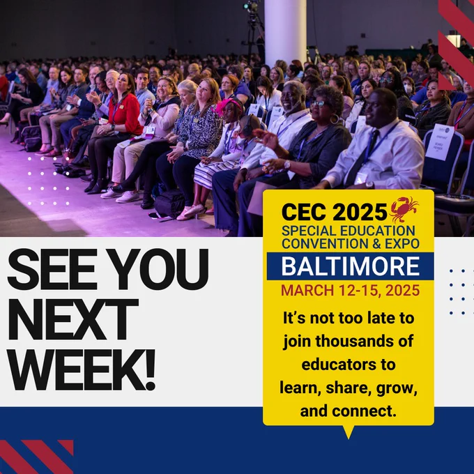White and blue background with an image of the audience at CEC2024. The text reads "See you next week! It’s not too late to join thousands of educators to learn, share, grow, and connect."