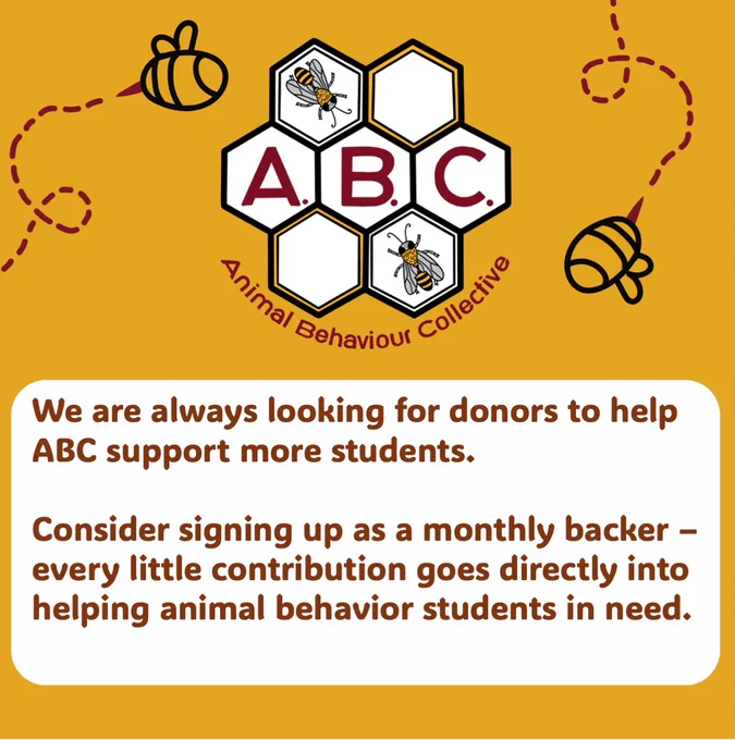 call for donations to help support animal behavior students