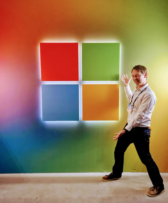 Bruce and the Microsoft logo