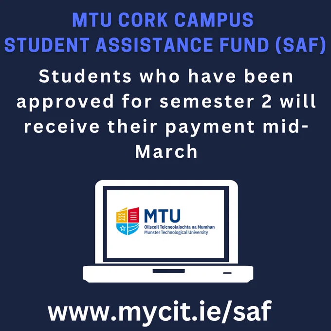 MTU student assistance fund poster for cork campus