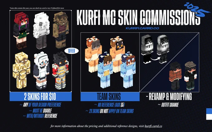 2025 Kurfi's Minecraft Skin Commission Sheet Offer