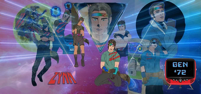 Poster I did of Zynn, the Lobani. Due to his genetics, Zynn reverts to a Gaian (Human) during the New Luna Phase, where the Full Luna returns him to his Lobani Form.