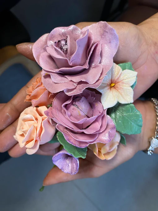 small bouquet of colourful sugar flowers