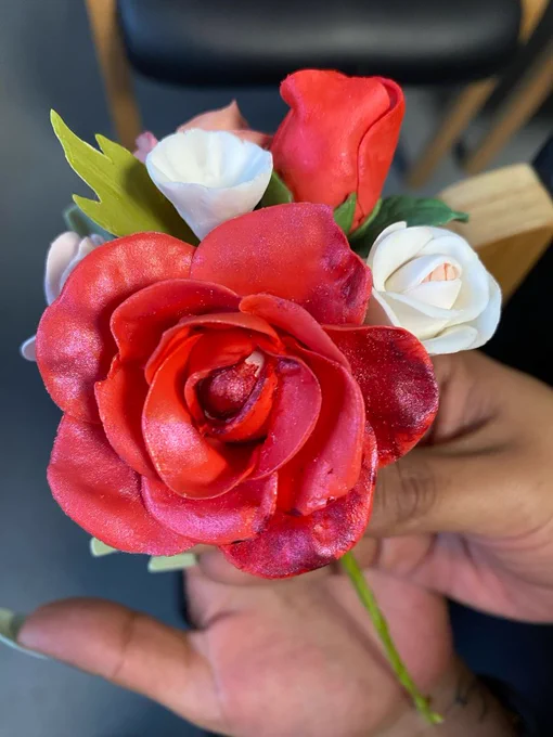 small bouquet of colourful sugar flowers