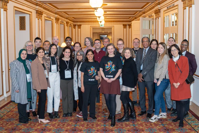 Group picture of the CANTRAIN Staff at the Fairmont Hotel in Vancouver, BC during the 2025 Clinical Trials Training Summit
