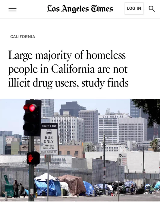 Large majority of homeless people in CA are not illicit drug users, study finds