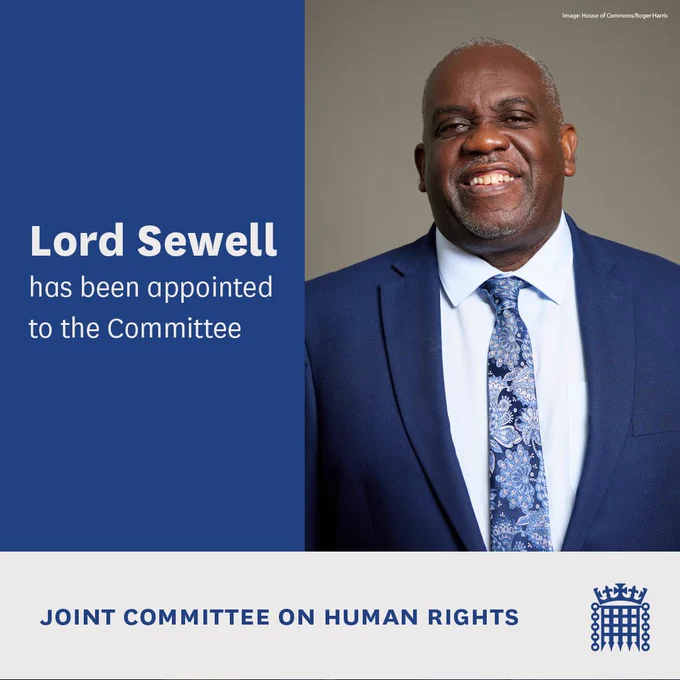Graphic with an image of Lord Sewell, with some text saying 'Lord Sewell has been appointed to the Committee.