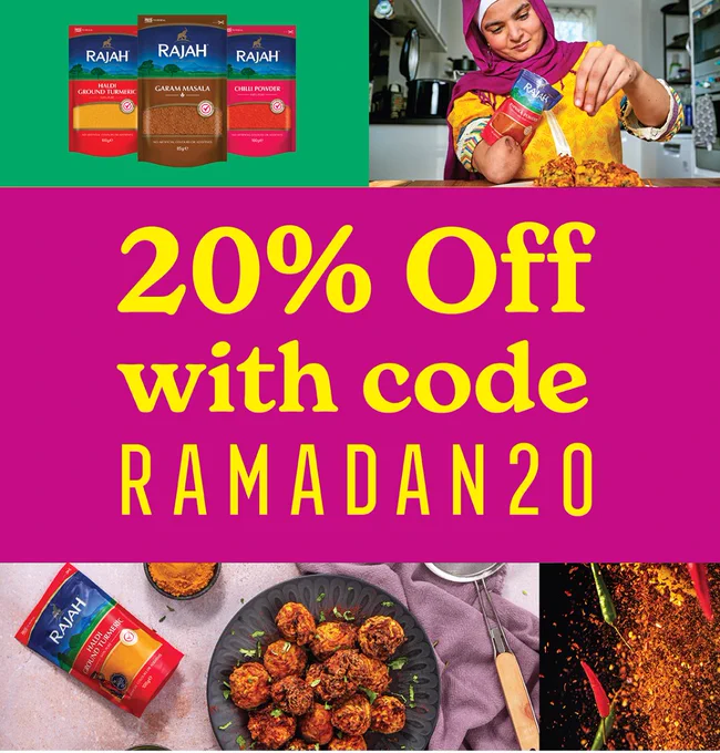 Stock up on your favourite Rajah Spices with 𝟐𝟎% 𝐎𝐅𝐅 sitewide! Use code 𝐑𝐀𝐌𝐀𝐃𝐀𝐍𝟐𝟎.