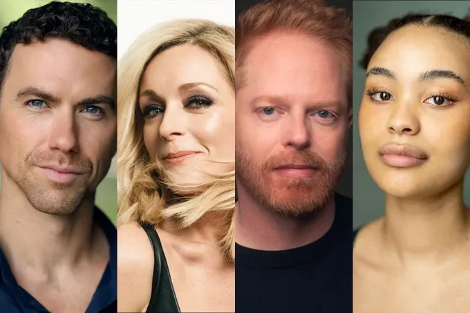 Richard Fleeshman, Jane Krakowski, Jesse Tyler Ferguson and Chumisa Dornford-May