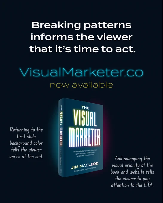 Breaking patterns informs the viewer that it's time to act. visualmarketer.co 