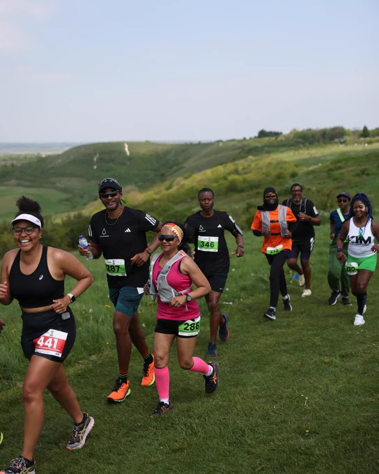 Group of people trail running 