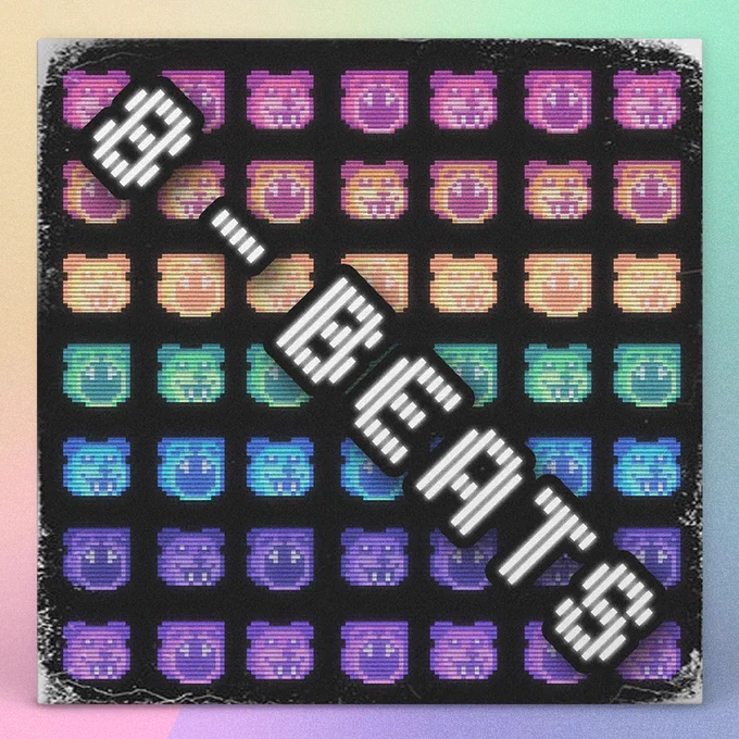 8 - Beats album cover with multiple lines of rainbow colored Faiths across the cover 