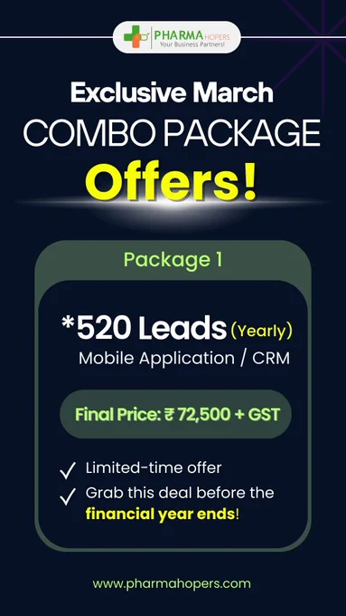🔥 Limited-Time Offer – March Combo Deal! 🔥Maximize your pharma leads before the financial year ends! 📊💰 Grab our exclusive March Combo Package & boost your business growth! 🚀
✅ High-quality leads
✅ Affordable combo deals
✅ Limited-time offer
📅 Offer valid till March 31st!
📩 DM us now!
#PharmaLeads #BusinessGrowth #MarchOffer #PharmaMarketing #EndOfFinancialYear #LimitedTimeDeal #LeadGeneration #SalesBoost #PharmaIndustry #PharmaBusiness #PharmaMarketing #PharmaGrowth #MarchDeals #EndOfFinancialYear #LeadGeneration #PharmaIndustry #BusinessSuccess #SalesBoost