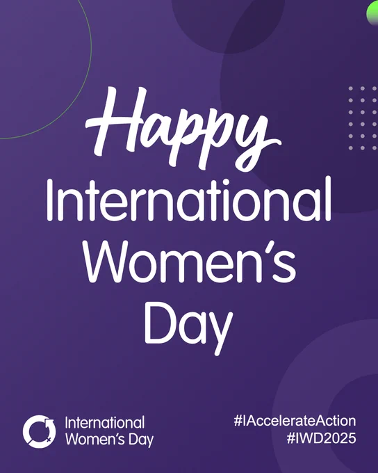 Poster with text that reads 'Happy International Women's Day'
