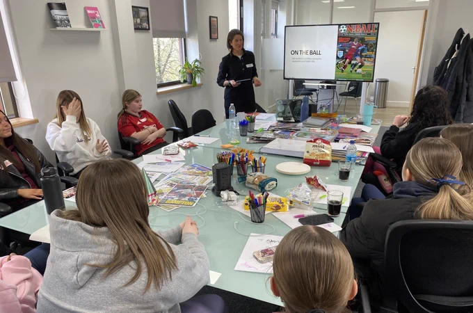 Former She Kicks editor Jen O'Neill presenting to the group at the workshop