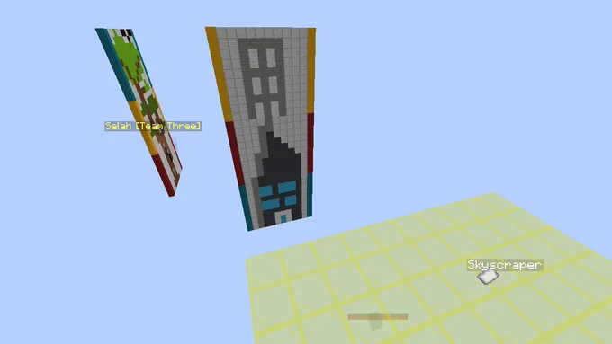 A prompt for a skyscraper, with a wool drawing that looks like a house with a really large antenna on top
