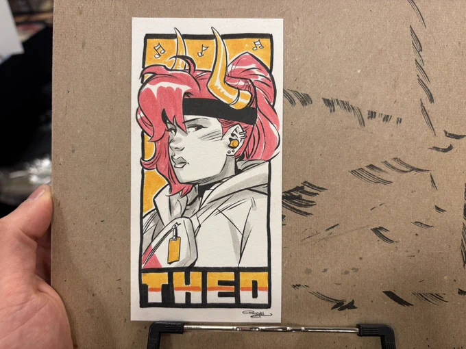 Ink marker sketch portrait of Theo from Spirit Swap