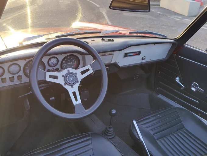A Fiat 850 Spider interior