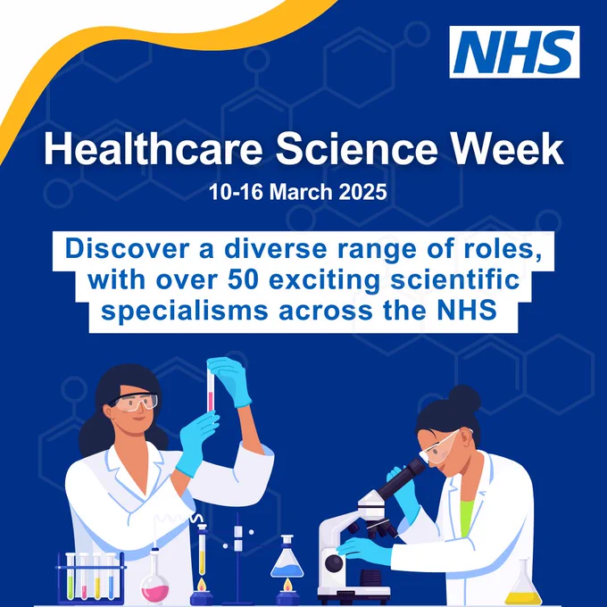 Healthcare Science Week
10-16 March 2025
Discover a range of roles, with over 50 exciting scientific specialisms across the NHS.