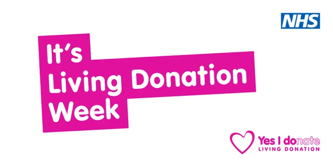 A white and pink graphic which says: "It's Living Donation Week"